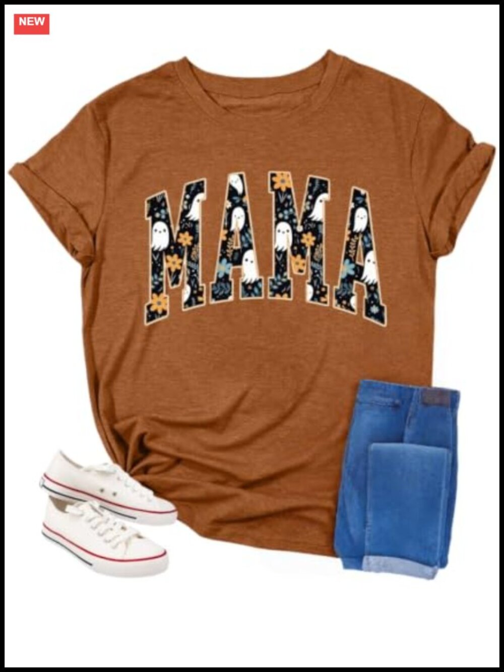 Mama Halloween Shirt Womens Pumpkin Skull T-Shirt Casual Mom Letter Print Tee